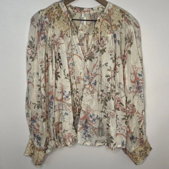 Brand New By Anthropologie Long Sleeve Smocked Lurex Top - Picture 9 of 13